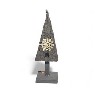 Handmade Christmas Tree Decor w/ Vintage Sweater Fabric And Sparkly Snowflake